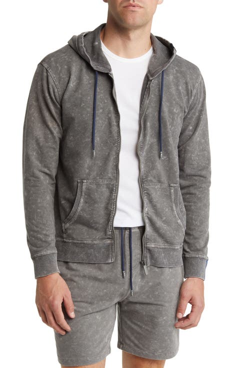 Acid Wash Fleece Zip Hoodie
