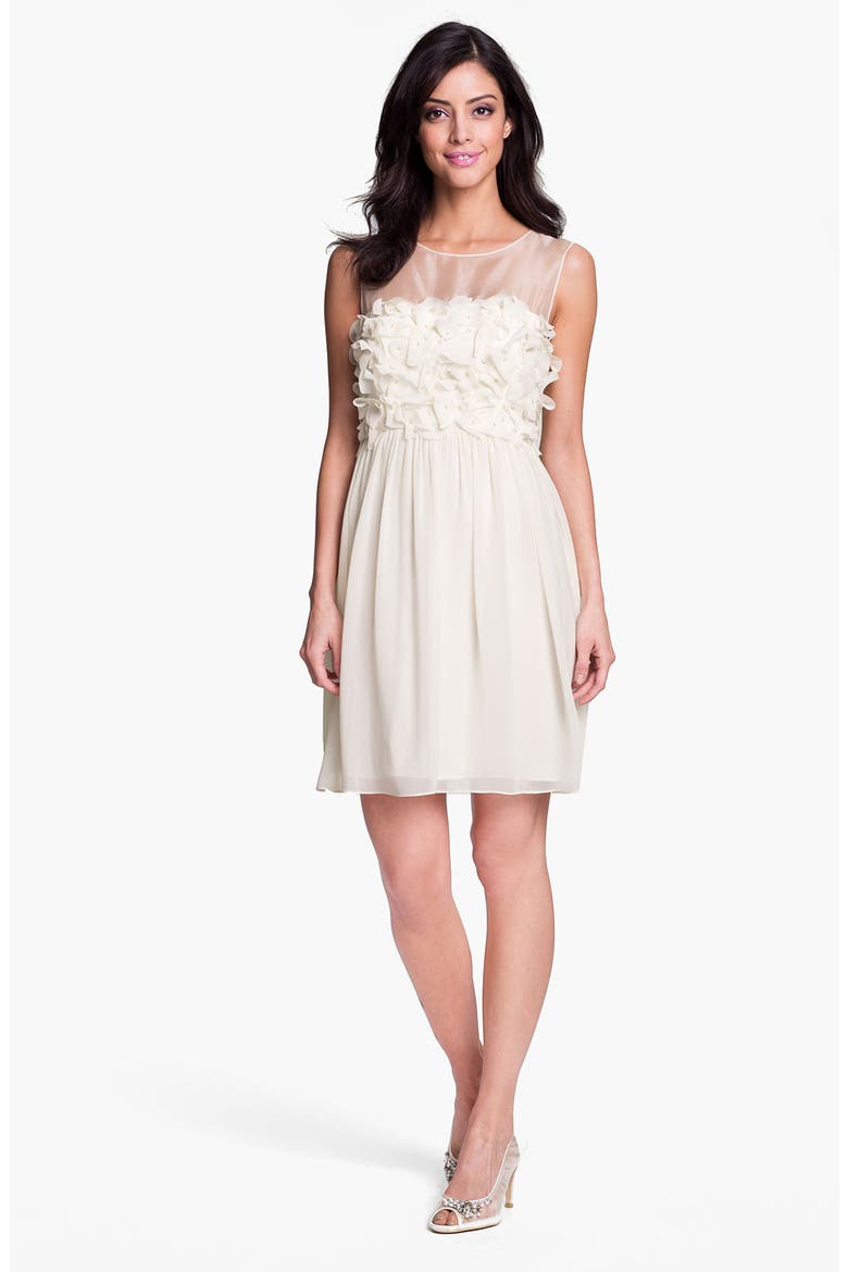 Embellished Ruffle Chiffon Dress, Alternate, color, VANILLA BEAN