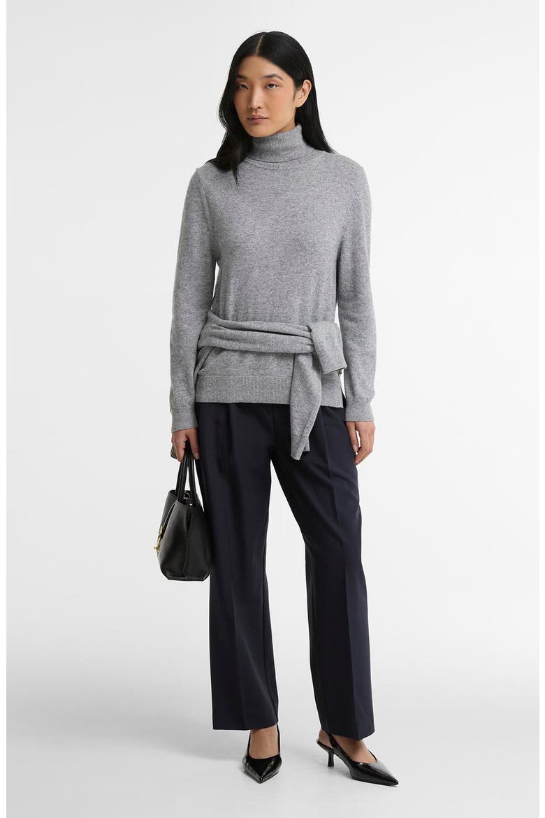 Pendle Elbow Patch Wool & Cotton Turtleneck Sweater, Alternate, color, GREY MARL/ BIRCHWOOD TARTAN