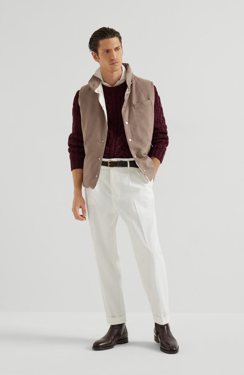 Brunello Cucinelli Flannel down vest, Alternate, color, Hazelnut