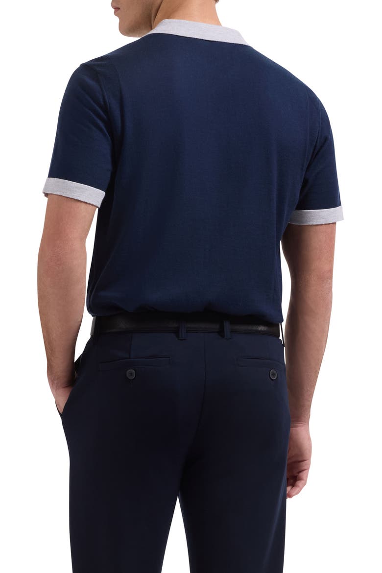 Short Sleeve Cotton & Modal Polo Sweater, Alternate, color, NAVY