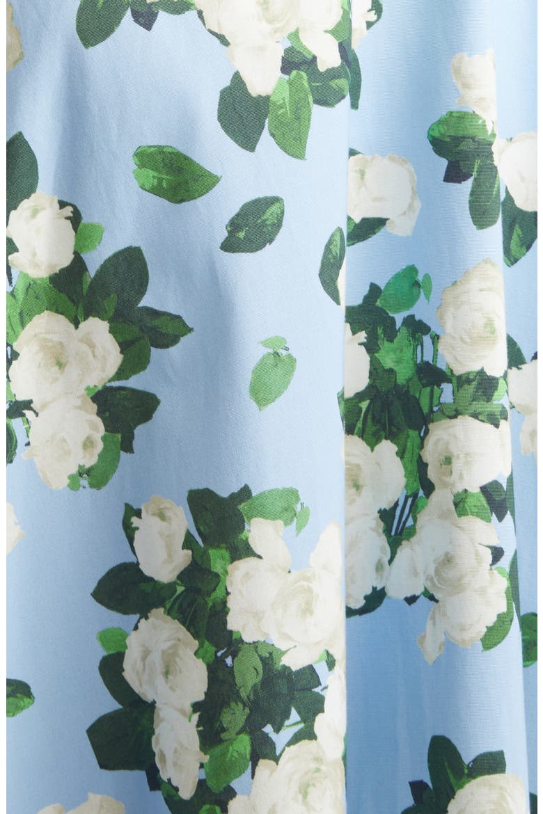 Rose Print Midi Skirt, Alternate, color, CLOUDY BLUE MULTI