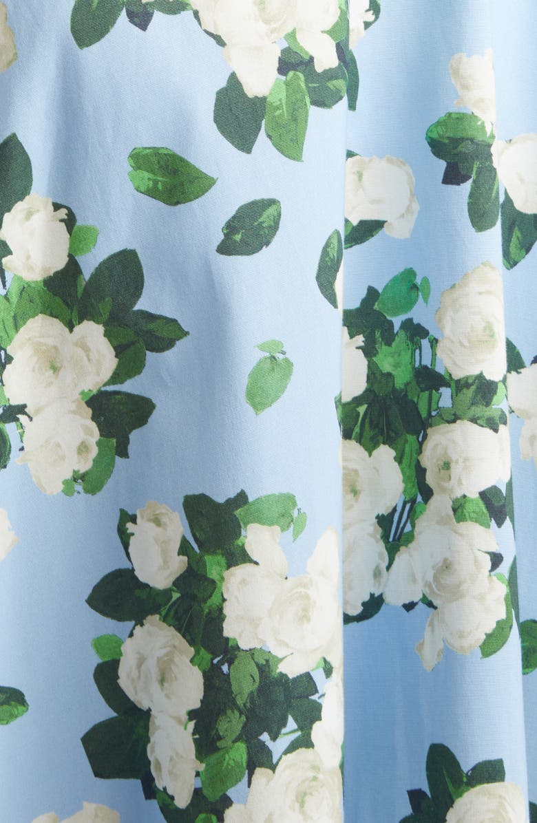Carolina Herrera Rose Print Midi Skirt, Alternate, color, Cloudy Blue Multi