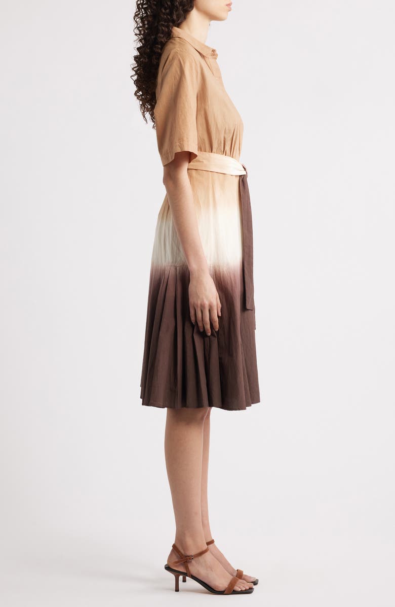 KOBI HALPERIN Dip Dye Tie Waist Shirtdress, Alternate, color, Coffee Multi
