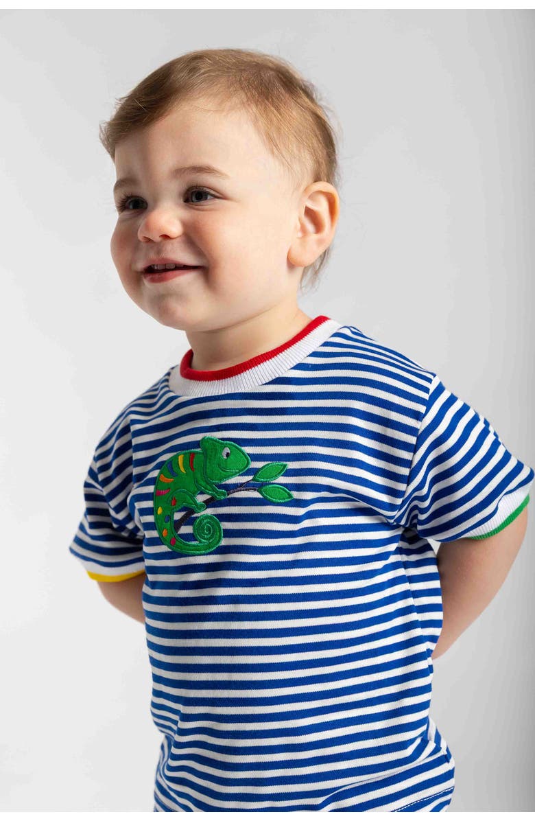 Florence Eiseman Stripe Knit Tshirt With Lizard, Alternate, color, Royal/White