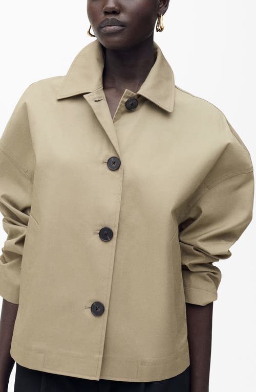 Mango Straight Cotton Jacket With Buttons Khaki In Khaki