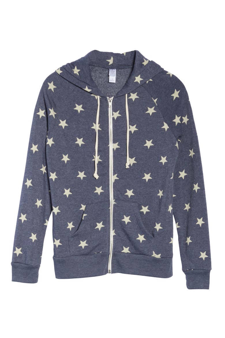 Adrian Print Zip Hoodie, Alternate, color, STARS