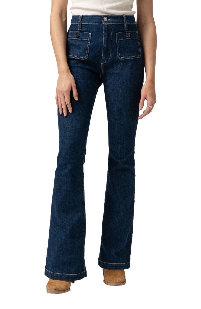 Saint + Sofia Bowie Stretch Flare Jeans, Alternate, color, Navy