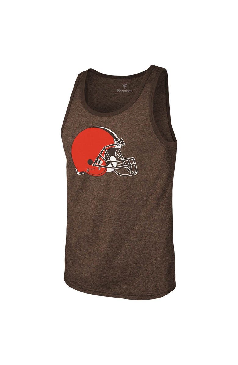 Majestic Threads Men's Majestic Threads Nick Chubb Brown Cleveland Browns Name & Number Tri-Blend Tank Top, Alternate, color,