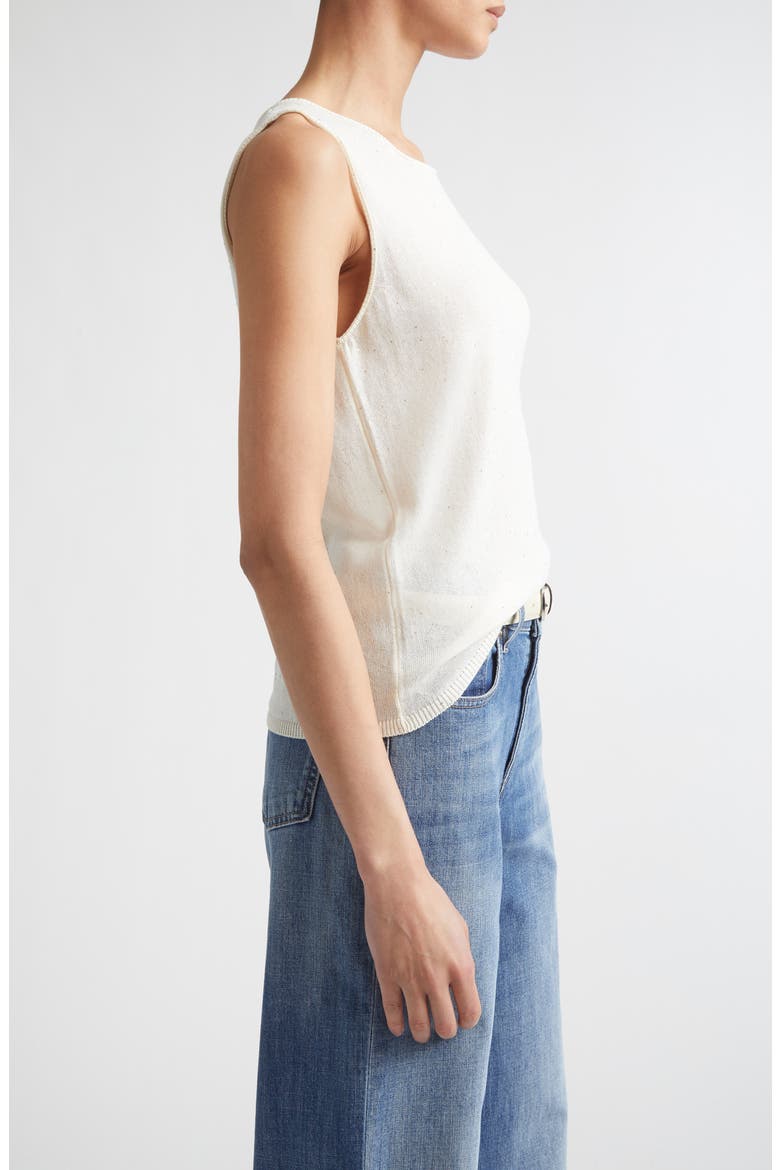 Sequin Embellished Silk & Cotton Sweater Vest, Alternate, color, 00 IVORY