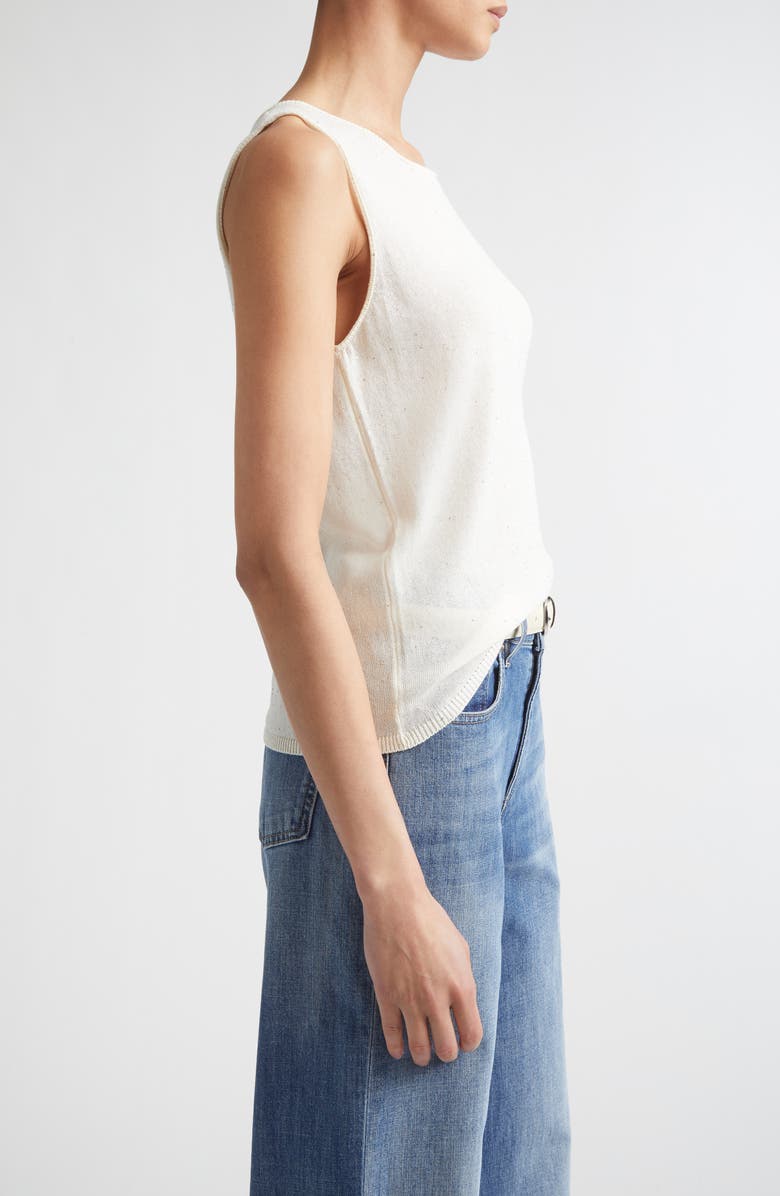 Eleventy Sequin Embellished Silk & Cotton Sweater Vest, Alternate, color, 00 Ivory