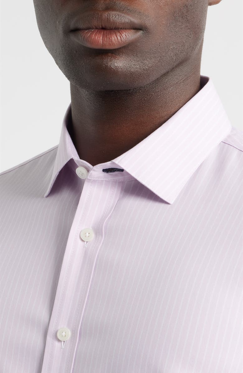 Mizzen+Main Hilton Pinstripe Performance Cotton Blend Button-Up Shirt, Alternate, color, Lavender Haze Chalk Stripe