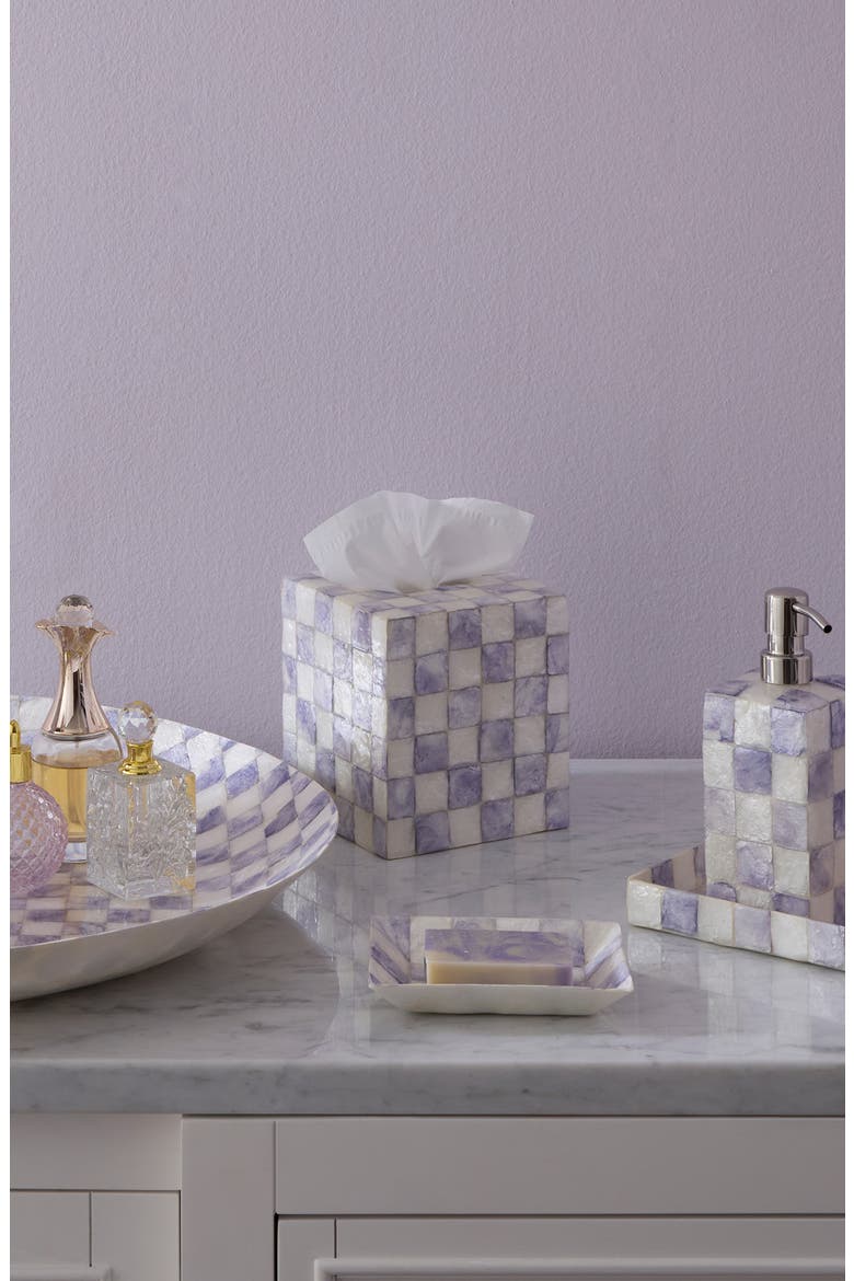 Violet Check Boutique Tissue Box Cover, Alternate, color, VIOLET