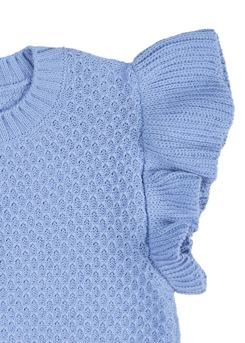 Florence Eiseman Short Sleeve Sweater With Ruffle In Light Blue