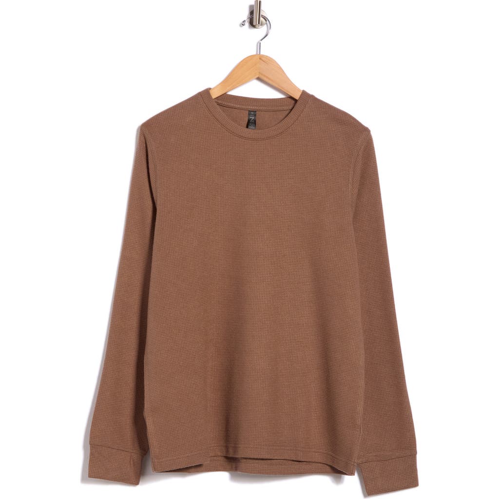 Z By Zella Waffle Knit Long Sleeve T-shirt In Brown