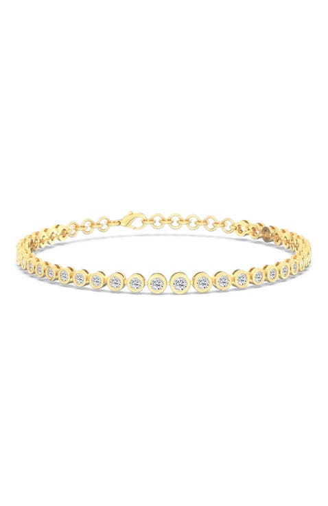 Graduated Bezel Bracelet Lab Diamond in 14K Gold