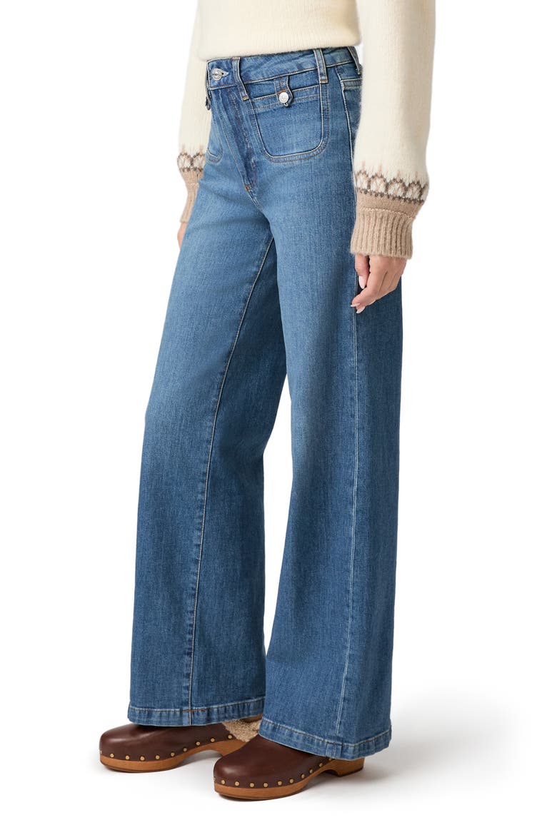 Anessa Button Pocket High Waist Wide Leg Jeans, Alternate, color, WRITTEN