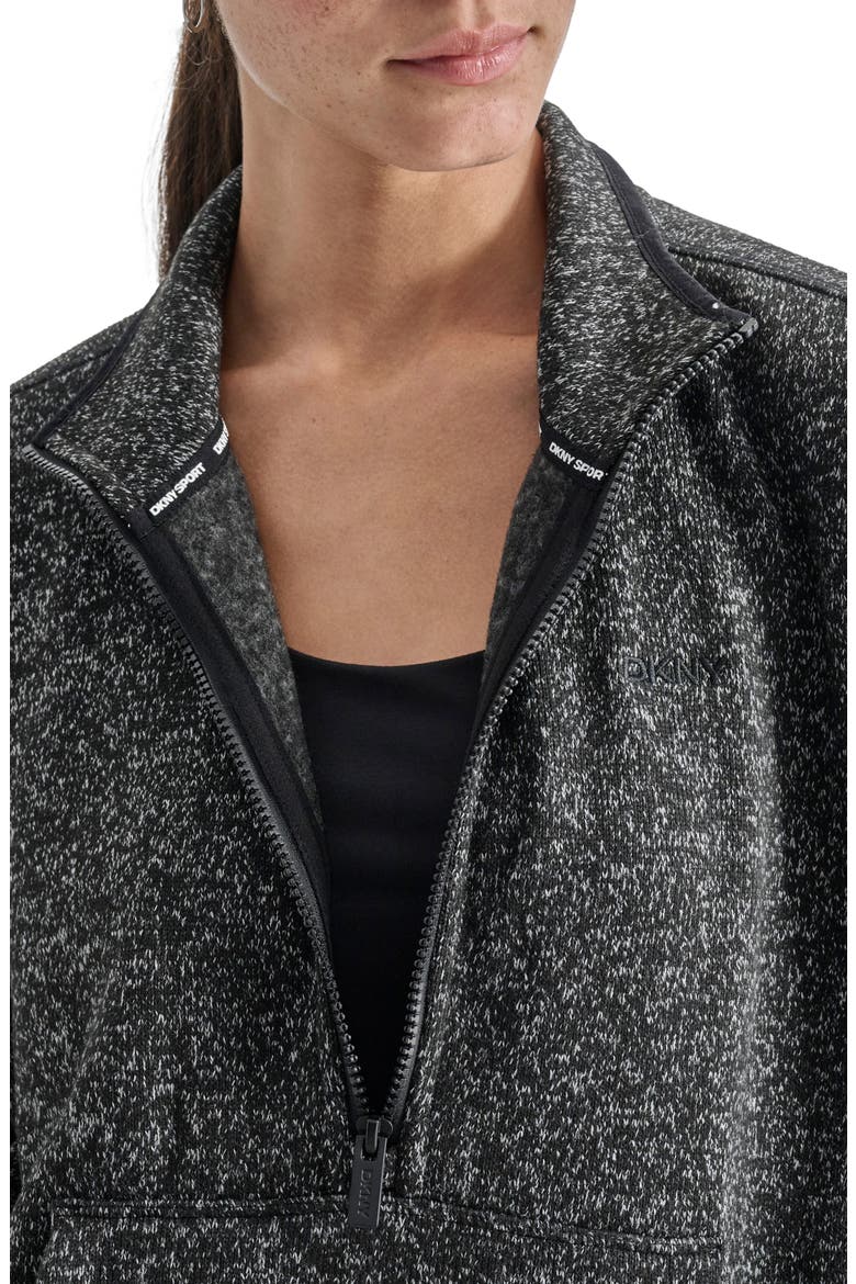 Half Zip Fleece Sweatshirt, Alternate, color, HEATHERED BLACK