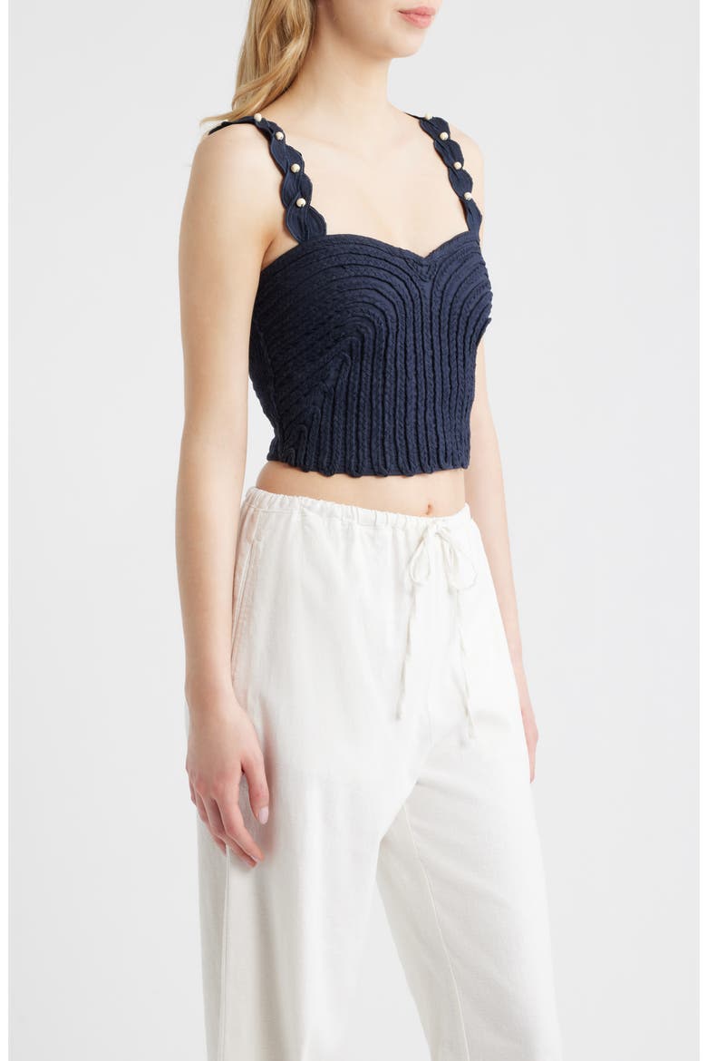 Atalia Braid Detail Cotton Tank, Alternate, color, NAVY