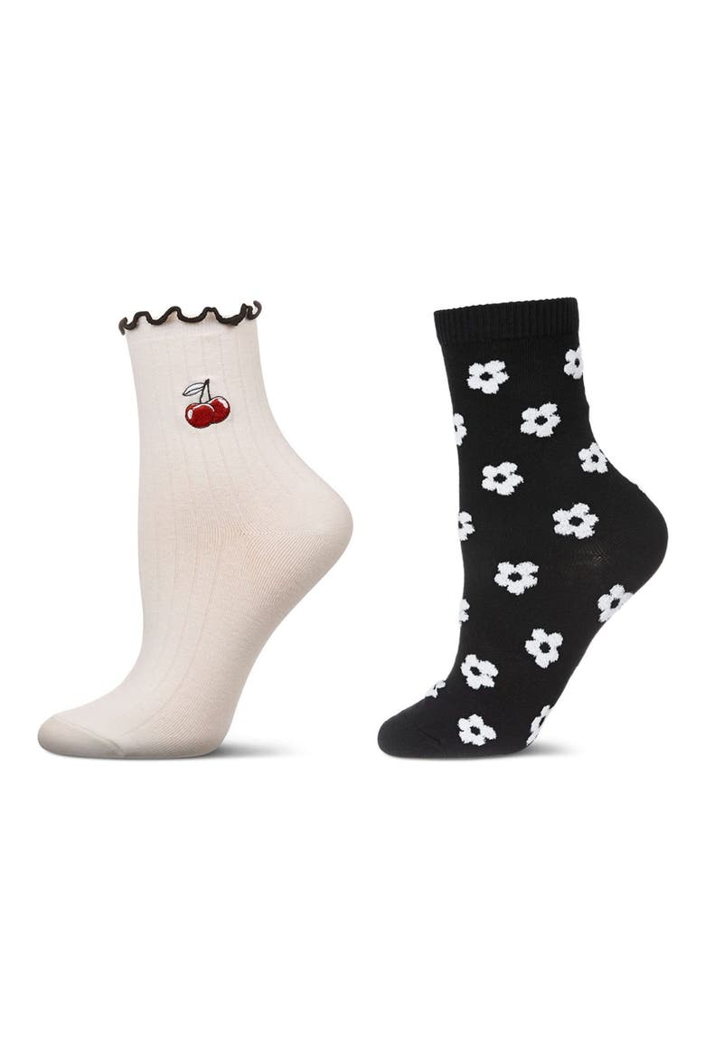 Fashion Floral Assorted 2-Pack Crew Socks, Main, color, BLACK-NUDE