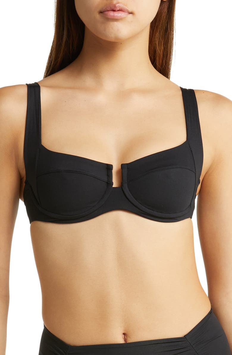 LSPACE L Space Camellia Underwire Bikini Top, Main, color, Black