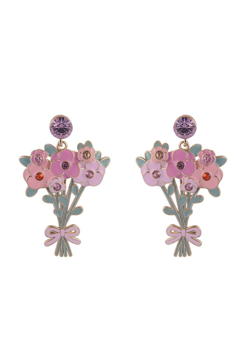 Flower Bouquet Earrings, Alternate, color, Pink