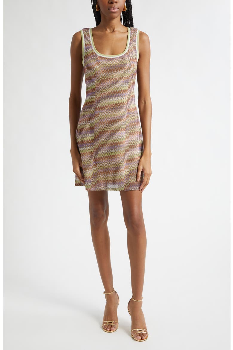 Liora Metallic Chevron Stripe Dress, Main, color, MULTI LUREX KNIT