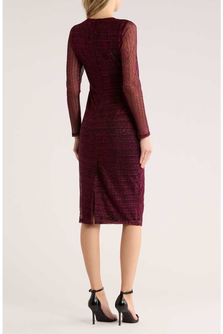 Metallic Crinkle Cocktail Dress, Alternate, color, PINK BLACK