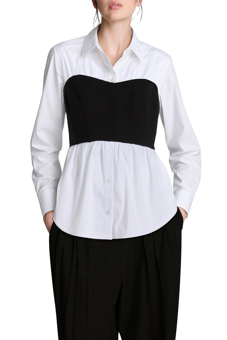Bustier Poplin Shirt, Main, color, PURE WHITE