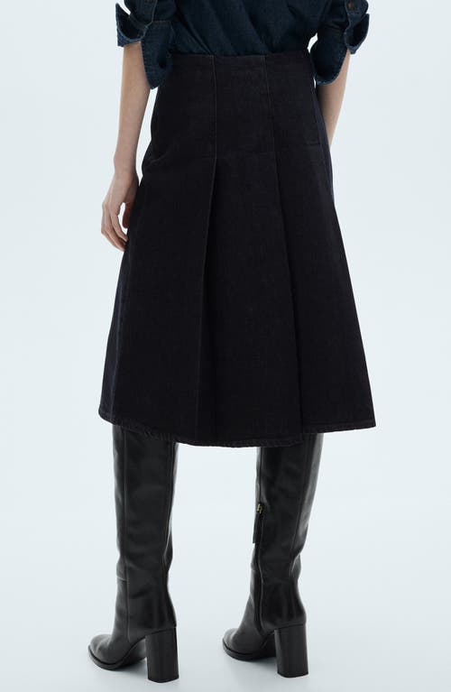 Mango Mara Pleated Denim Skirt In Dark Blue