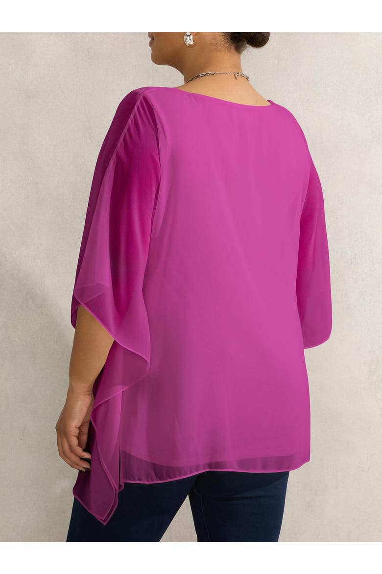 Chiffon V-Neck Overlay Top, Alternate, color, Magenta