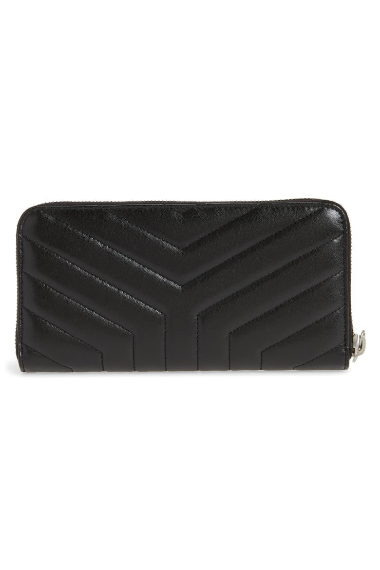 Loulou Matelassé Leather Zip-Around Wallet, Alternate, color, NOIR