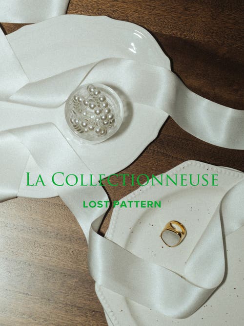 Lost Pattern Nyc "la Collectionneuse" Silk Ribbon Scarf In Gray