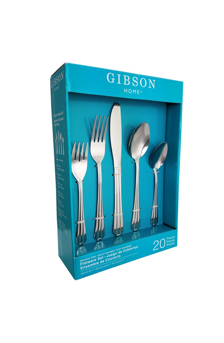 Gibson Montiero 20-Piece Flatware Set, Alternate, color, Metallic Silver