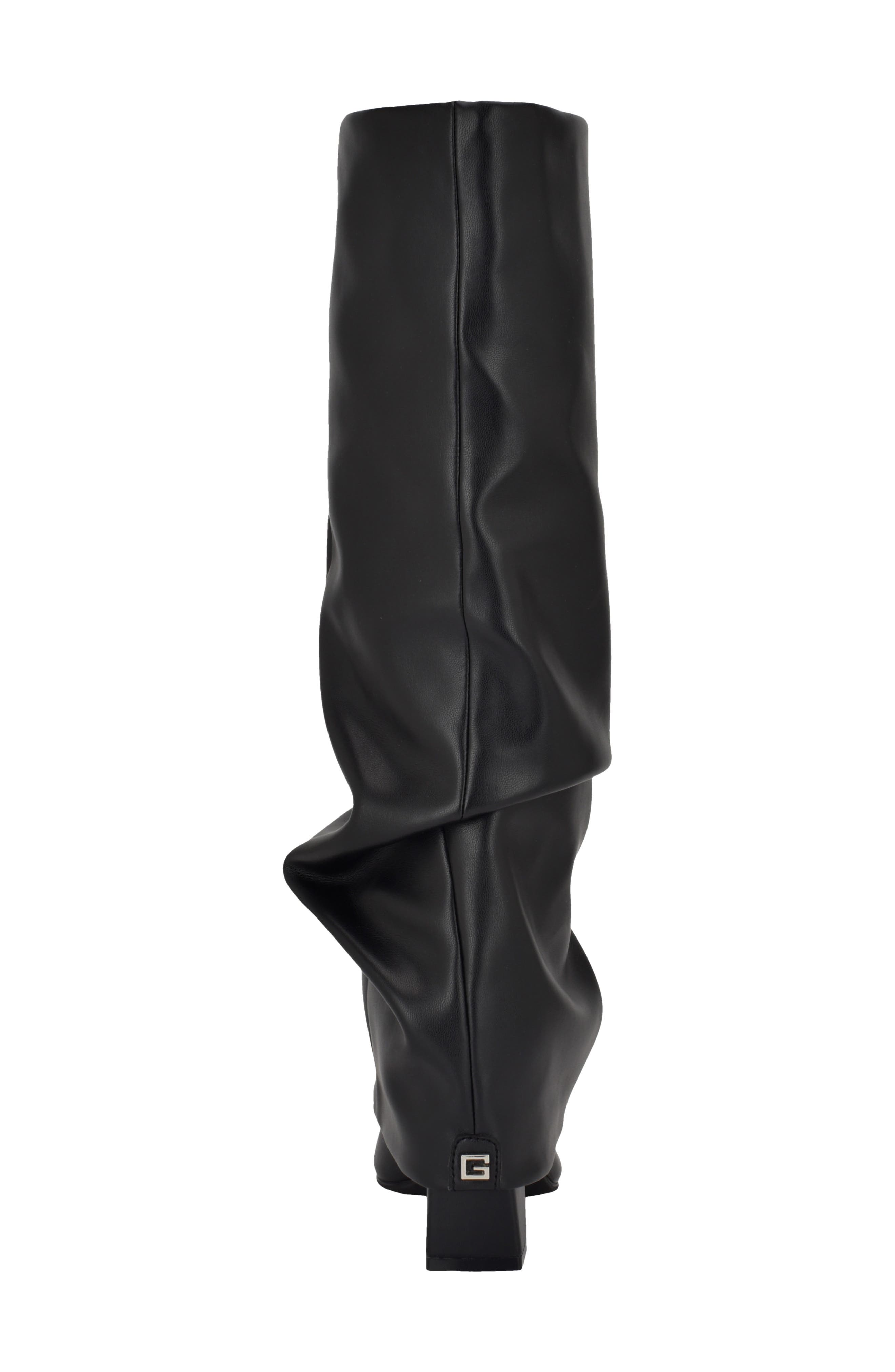 Geima Pointed Toe Slouch Foldover Boot, Alternate, color, BLACK