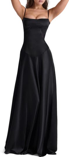 Anabella Lace-Up Satin Gown
