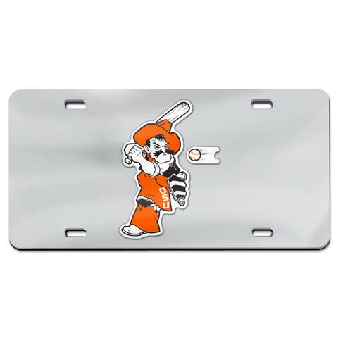 Silver Oklahoma State Cowboys Baseball Pete Swing Laser Cut Acrylic License Plate