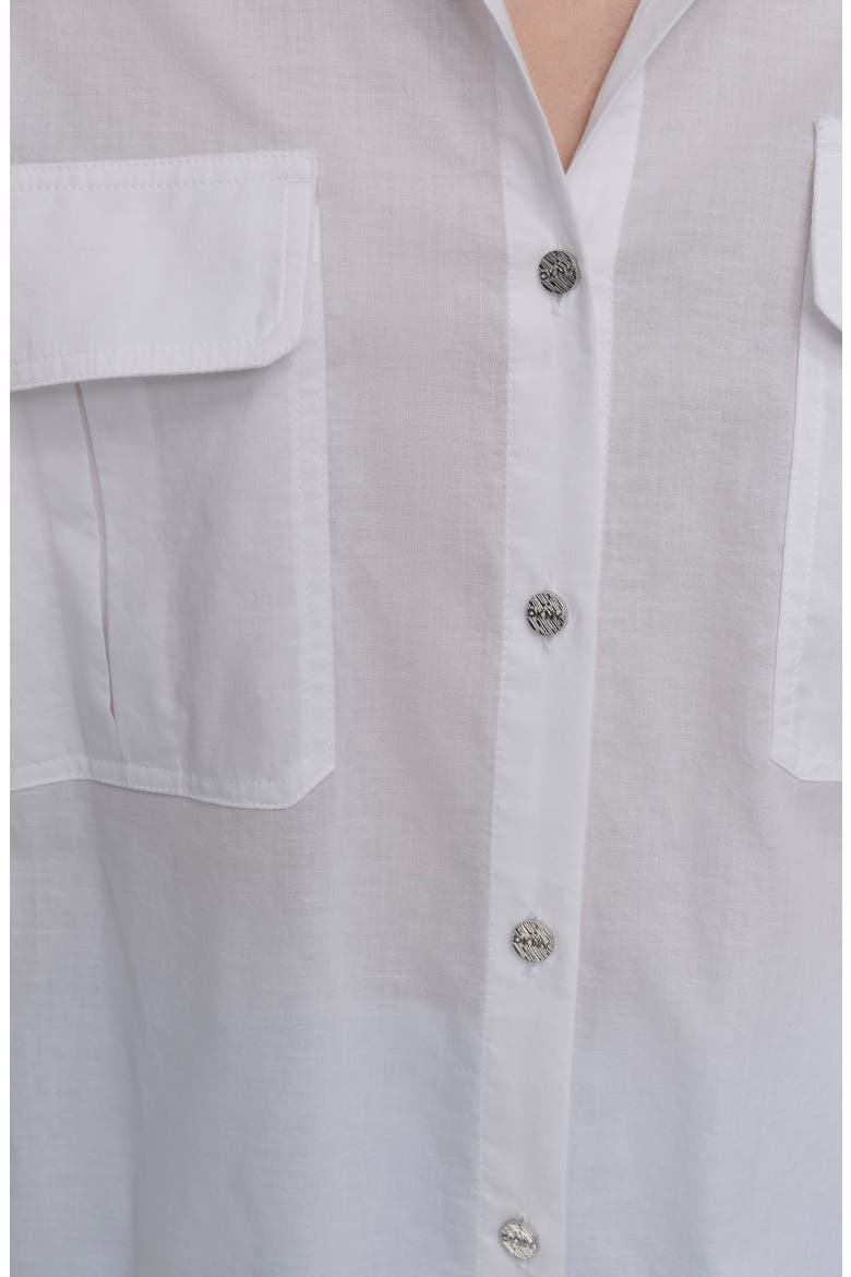 Cotton Voile Button-Up Shirt, Alternate, color, WHITE