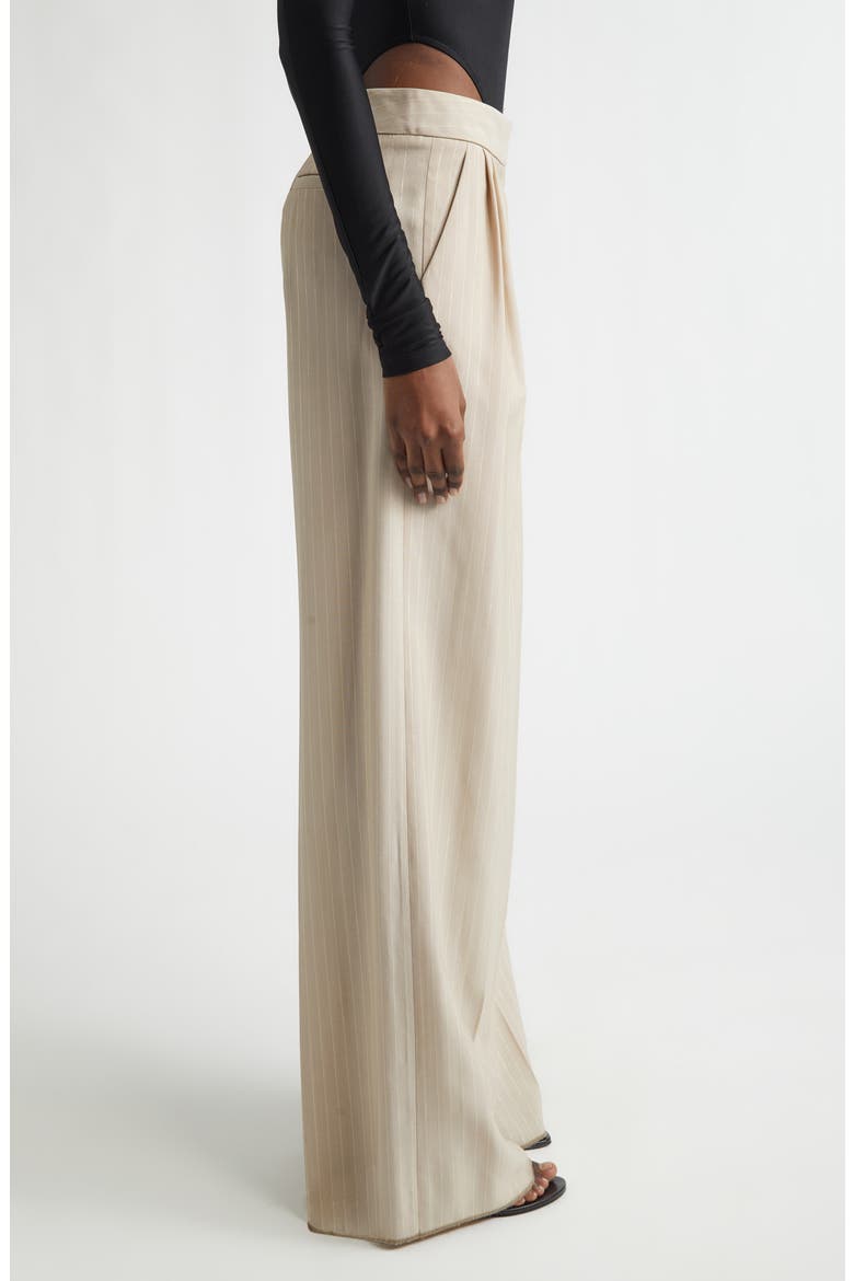 Shimmer Pinstripe Wide Leg Pants, Alternate, color, SAND