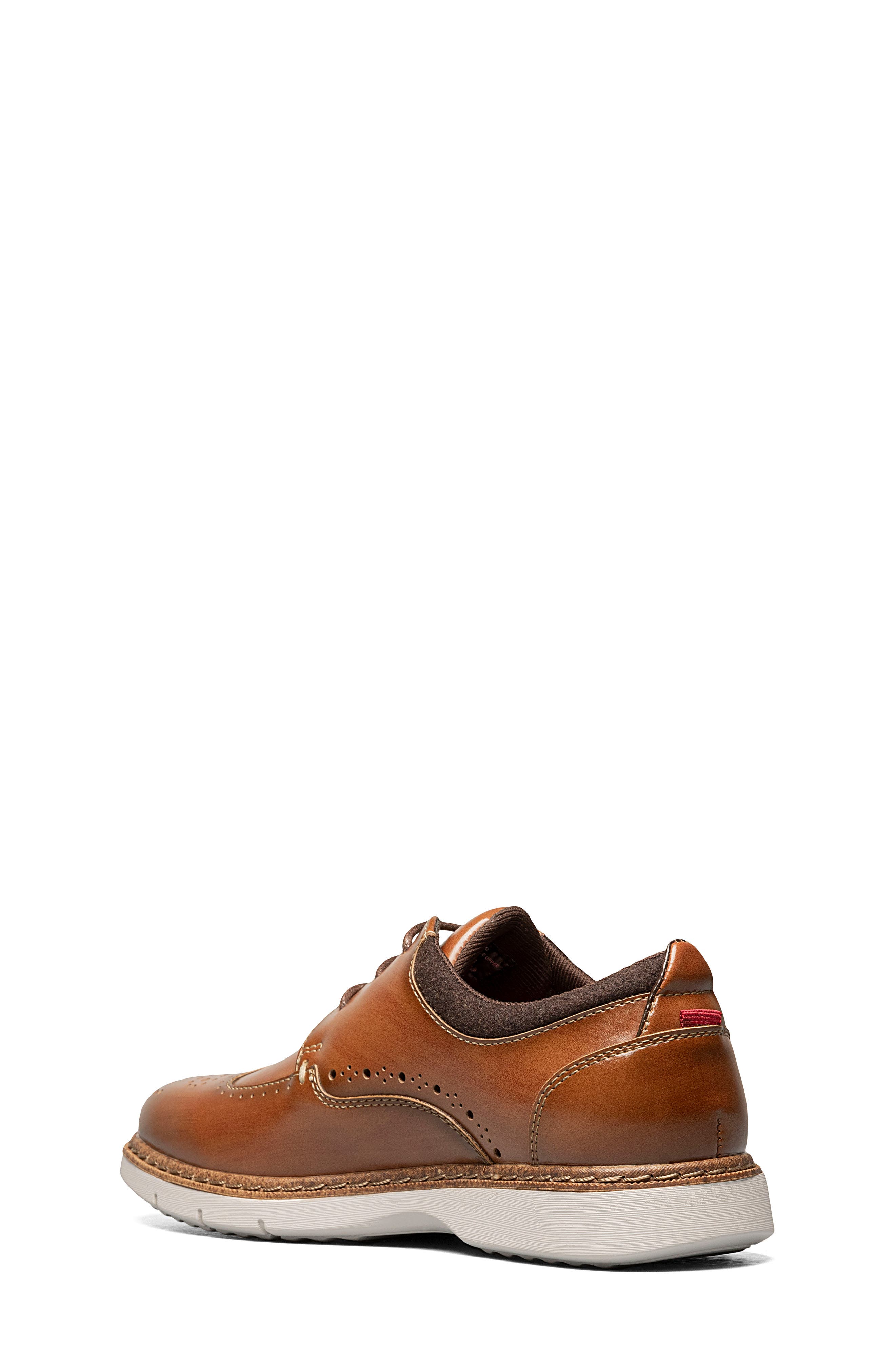 Stacy Adams Kids' Synergy Wingtip Faux Leather Shoe, Alternate, color, Cognac