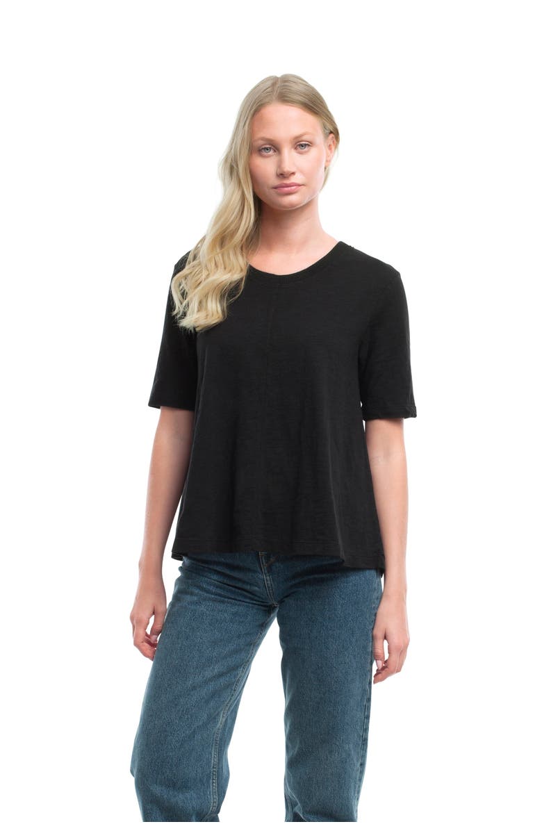 WILT Clothing Elbow Sleeve Trapeze Top, Main, color, Black