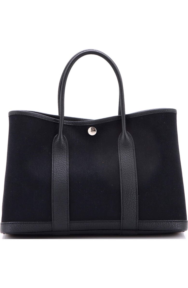 Pre-Owned Hermes Garden Party Tote Toile and Leather 30, Main, color, Noir