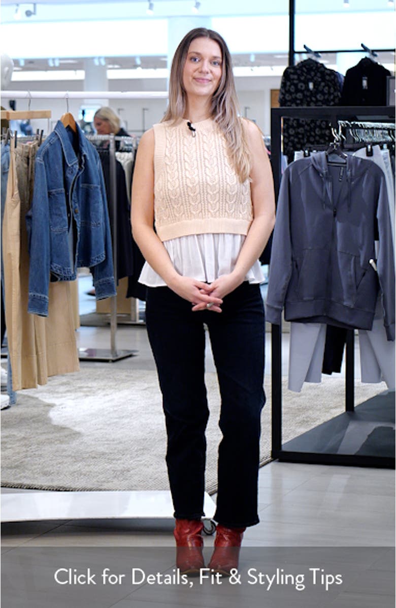 Camilia Mixed Media Cable Stitch Cotton Sweater Vest with Peplum, sales video thumbnail