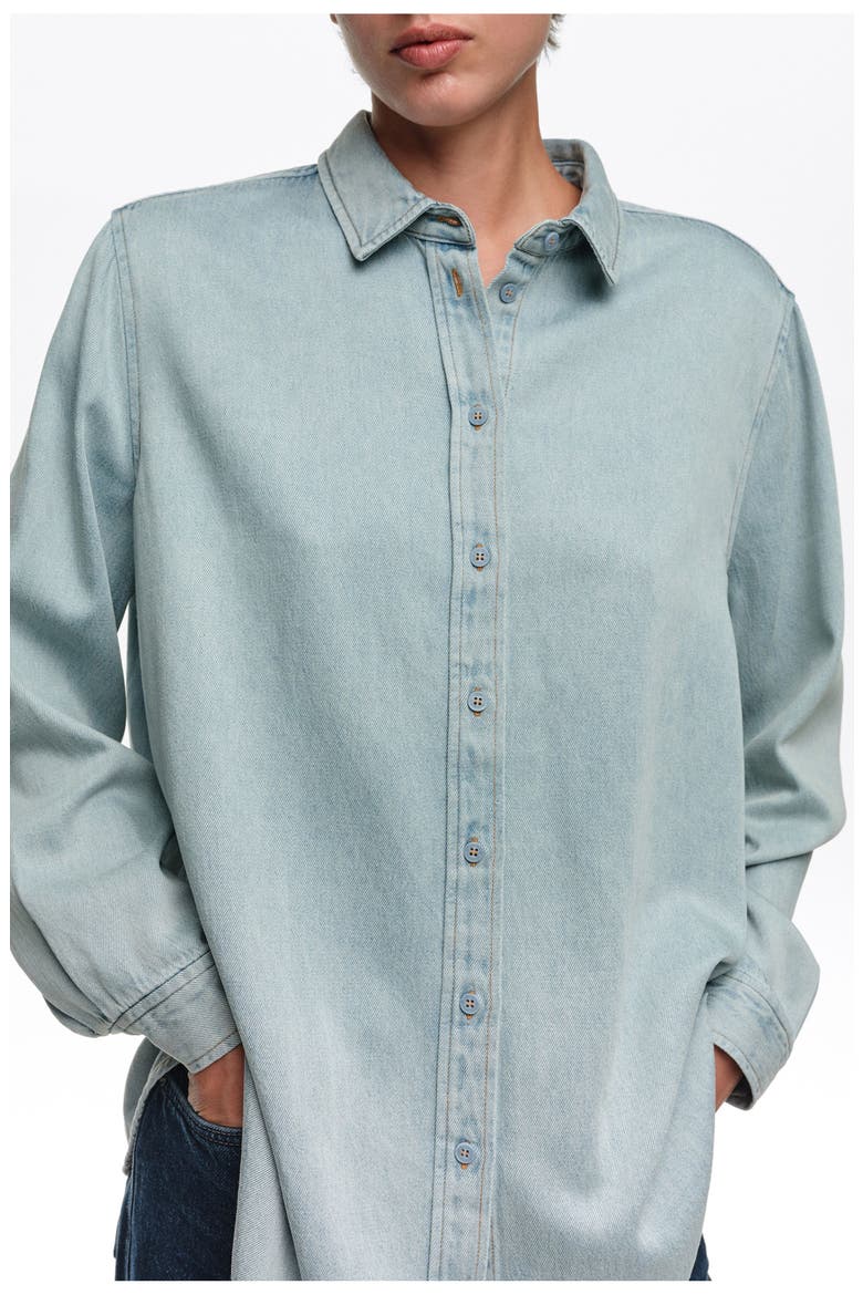 Straight Fluid Denim Shirt, Alternate, color, LIGHT BLUE