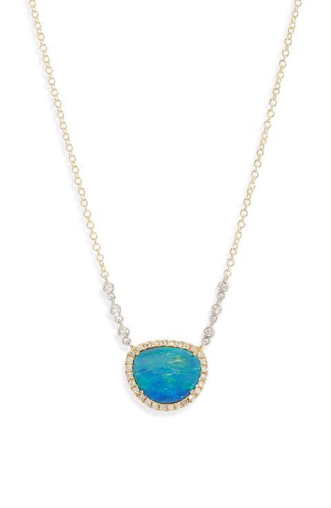 Opal & Diamond Pendant Necklace