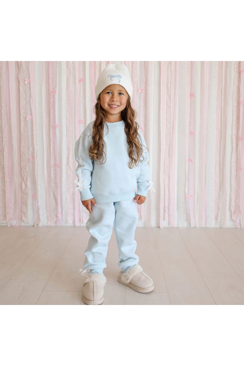 Blue Bow Patch Beanie (little Kid & Big Kid), Alternate, color, Ivory