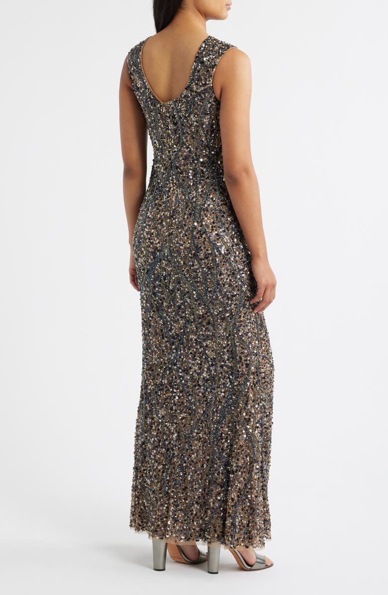 Pisarro Nights Sequin Sleeveless Gown, Alternate, color, Mocha