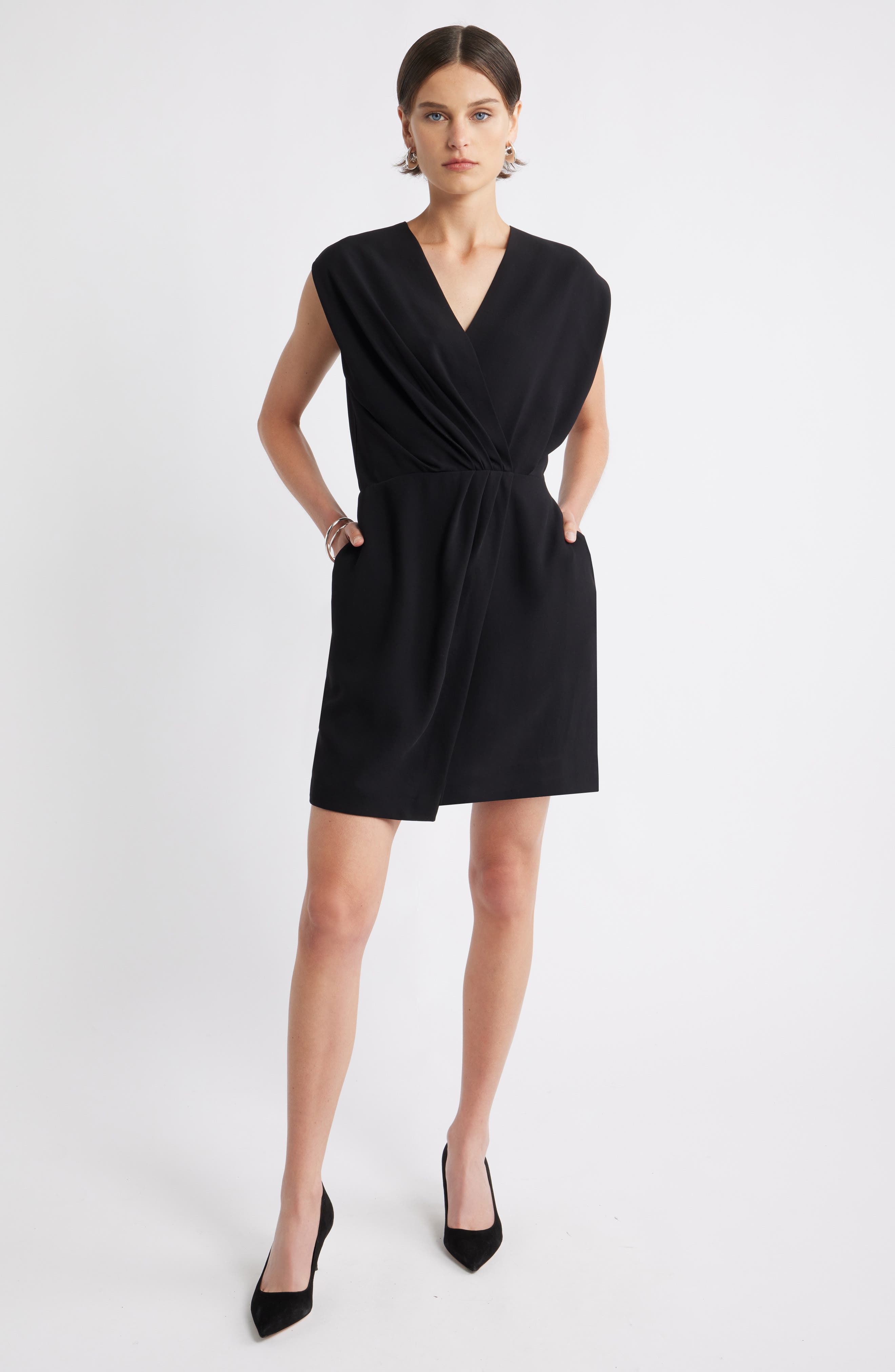 Nordstrom Pleated Asymmetric Wrap Front Minidress