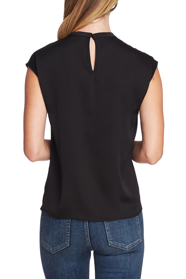 Pleated Neck Blouse, Alternate, color, RICH BLACK
