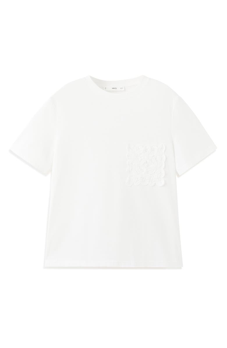 MANGO Embroidered Cotton T-Shirt, Alternate, color, Off White